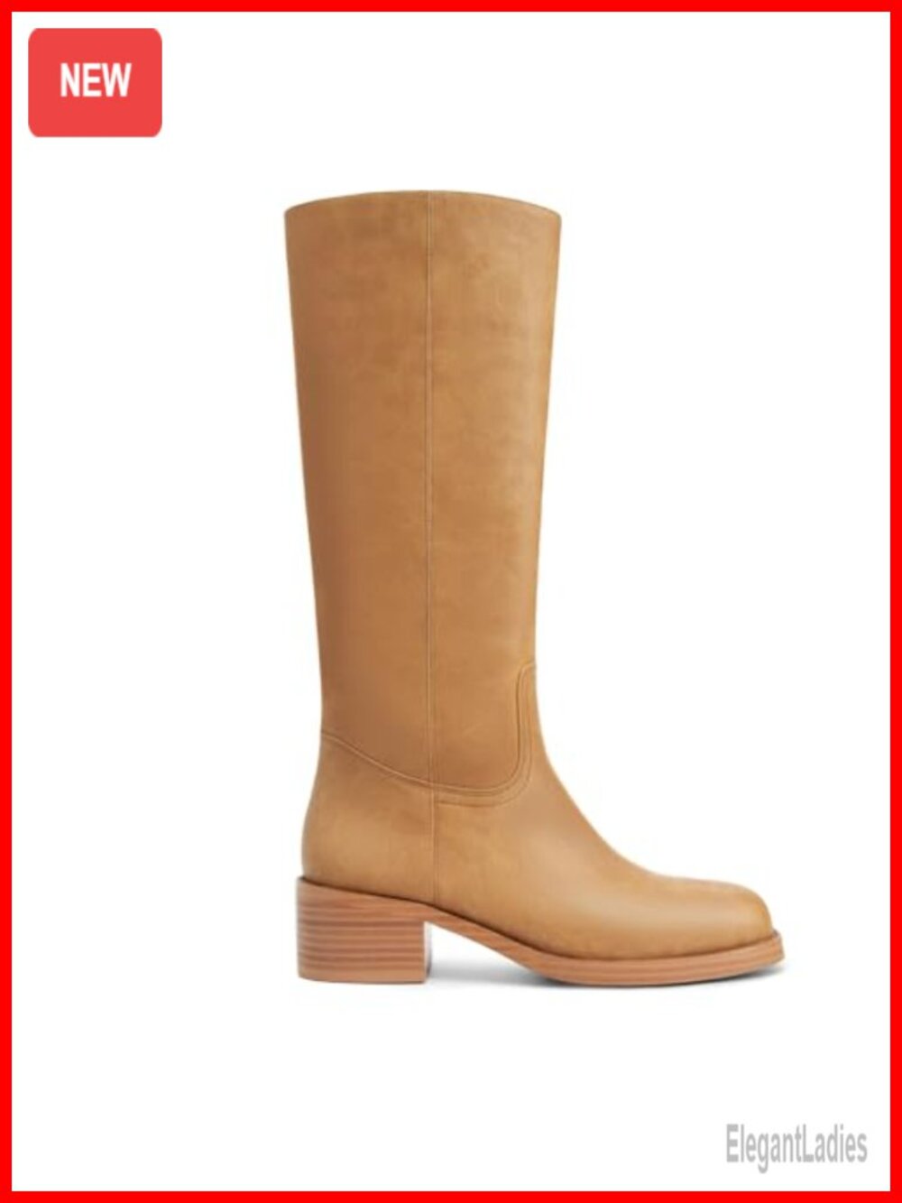 Faux Leather Knee High Boots Square Toe Chunky Block Heel Pull On Wide Calf